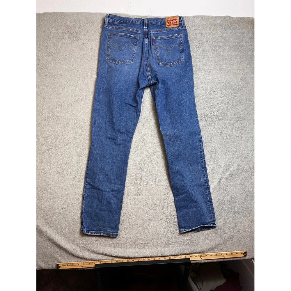 Levis 501 Original Fit Jeans Mens 33x32 Medium Wash Distressed Blue Denim 12501